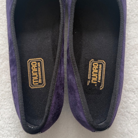 Munro Suede Purple Flats with Black Toe Cap - Picture 2 of 9